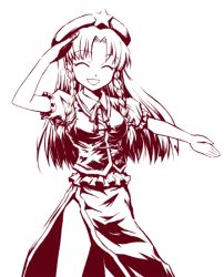 1girl female_focus hong_meiling monochrome purple_theme smile solo touhou tsuyadashi_shuuji