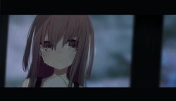 Rule 34 | 1girl, bare shoulders, blue eyes, blurry, blurry background, blush, brown hair, closed mouth, commentary request, depth of field, hair between eyes, highres, letterboxed, long hair, looking at viewer, nose blush, okota mikan, original, rain, solo, two side up, upper body