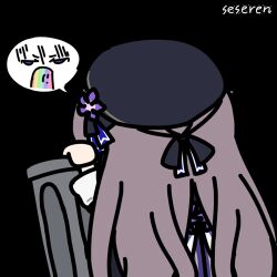 Rule 34 | 1girl, animated, animated gif, artist name, beret, brown hair, chibi, from behind, hat, herta (honkai: star rail), honkai: star rail, honkai (series), long hair, long sleeves, lowres, seseren, solo, transparent background, trash can, very long hair, vomiting, vomiting rainbows