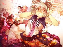 Rule 34 | 1girl, belt, bracelet, covering own ears, crying, dress, dutch angle, floral background, gradient background, grimace, hands on own head, jewelry, kikumon, light brown hair, matryoshka (borscht), short hair, sleeveless, sleeveless dress, solo, streaming tears, tears, touhou, toyosatomimi no miko, yellow eyes