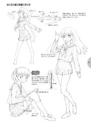 Rule 34 | 3girls, absurdres, highres, how to, image sample, monochrome, multiple girls, open mouth, school uniform, translation request