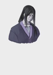 Rule 34 | 1boy, absurdres, aged down, ayuyaki, black hair, cropped torso, expressionless, eyeliner, facial mark, highres, long hair, looking down, makeup, male focus, naruto (series), official alternate costume, orochimaru (naruto), pale skin, sidelocks, slit pupils, solo, yellow eyes