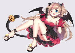 Rule 34 | 1girl, aly (wei983999767), animal ears, bad id, bad pixiv id, bare shoulders, bat (animal), bat wings, bell, black dress, blue eyes, blush, breasts, brown hair, cat ears, cat tail, cleavage, collar, collarbone, dress, earrings, finger on trigger, full body, girls&#039; frontline, gloves, grey background, gun, h&amp;k mark 23, halloween, hands up, heart, heart earrings, heckler &amp; koch, heterochromia, highres, jack-o&#039;-lantern, jewelry, jingle bell, knees together feet apart, large breasts, long hair, looking at viewer, match grade, match grade firearm, match grade pistol, mk23 (girls&#039; frontline), multicolored hair, neck bell, offensive handgun, open mouth, pink hair, red eyes, red gloves, sandals, simple background, smile, solo, streaked hair, striped clothes, striped dress, swept bangs, tail, tareme, tattoo, thighs, two side up, vertical-striped clothes, vertical-striped dress, weapon, wings