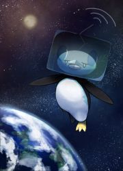 Rule 34 | beak, commentary request, creatures (company), earth (planet), eiscue, eiscue (ice), full body, game freak, gen 8 pokemon, highres, ice, ice cube, looking at viewer, nintendo, no humans, outdoors, planet, pokemon, pokemon (creature), solo, space, uin6uad, white eyes