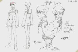 Rule 34 | 1boy, 2000s (style), character sheet, expressions, gainax, glasses, gouya reicy, greyscale, male focus, medium hair, monochrome, multiple views, notes, official art, production art, sadamoto yoshiyuki, scarf, shoes, top wo nerae 2!, traditional media