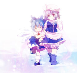 Rule 34 | 2girls, bad id, bad pixiv id, blue hair, bow, chaba (hortensia), cirno, hair bow, hat, letty whiterock, multiple girls, short hair, touhou, wings