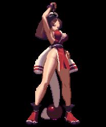 Rule 34 | 1girl, animated, animated gif, bouncing breasts, breasts, brown hair, cleavage, king of fighters xiii, long hair, looking at viewer, ponytail, shiranui mai, solo, standing, the king of fighters, the king of fighters xiii