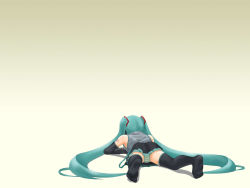 Rule 34 | aqua hair, bare shoulders, detached sleeves, feet, hatsune miku, isozaki bebebe, long hair, lying, non-web source, panties, skirt, solo, striped clothes, striped panties, thighhighs, twintails, underwear, upskirt, vocaloid, wallpaper