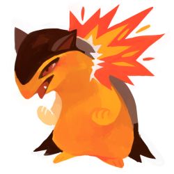 Rule 34 | brown eyes, creature, fangs, fire, full body, gen 2 pokemon, glitchedpuppet, no humans, pokemon, pokemon (creature), simple background, solo, standing, typhlosion, white background