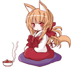 Rule 34 | animal ears, food, fox ears, japanese clothes, red eyes, shio poteto, solo, tail