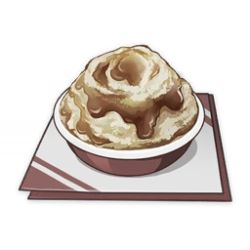 Rule 34 | artist request, bowl, commentary, english commentary, food, food focus, game cg, genshin impact, gravy, lowres, mashed potatoes, muted color, napkin, no humans, official art, simple background, still life, third-party source, transparent background