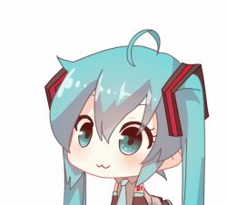 Rule 34 | &gt; &lt;, 00s, 1girl, 2girls, :3, :i, :t, ahoge, animated, animated gif, aqua eyes, aqua hair, blinking, blush, breath, cheek poking, chibi, detached sleeves, closed eyes, hatsune miku, lowres, multiple girls, necktie, o o, open mouth, poking, qys3, simple background, solo focus, tattoo, twintails, ugoira, vocaloid, white background