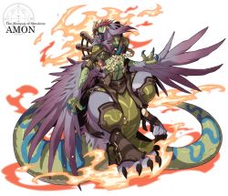 Rule 34 | 1boy, amon (mygrimoire), ars goetia, beak, chain, character name, claws, fire, furry, furry male, kyousaku, male focus, md5 mismatch, monster boy, mygrimoire, original, snake tail, solo, tail, winged arms, wings