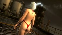 Rule 34 | 1girl, 3d, animated, animated gif, ass, bikini, christie (doa), dead or alive, dead or alive 5, slingshot swimsuit, solo, swimsuit, tecmo, thong, walking, white hair