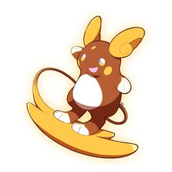 Rule 34 | alolan form, alolan raichu, alternate color, artsy-rc, commentary, creatures (company), english commentary, full body, game freak, gen 7 pokemon, highres, looking at viewer, nintendo, no humans, outline, pokemon, pokemon (creature), shiny pokemon, signature, simple background, smile, solo, white background, yellow outline
