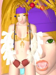 Rule 34 | 00s, 3d, animated, animated gif, blonde hair, bottomless, covered erect nipples, fighting cuties, final fantasy, final fantasy x, final fantasy x-2, green eyes, lips, masturbation, open mouth, rikku (ff10), sex toy, vaginal, vibrator