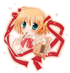 Rule 34 | 1girl, bow, kamikita komari, little busters!, lowres, pink bow, pocky, solo
