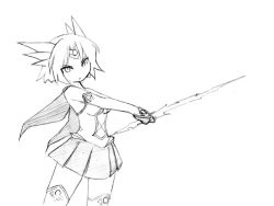 Rule 34 | 1girl, boots, camel (dansen), energy sword, female focus, milia, milia wars, monochrome, skirt, solo, sword, thigh boots, thighhighs, weapon