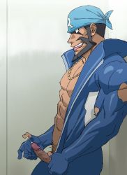 Rule 34 | 1boy, :p, abs, archie (pokemon), bandana, bara, bare pectorals, beard, black eyes, black hair, blue bandana, blue bodysuit, bodysuit, creatures (company), cum, cum string, dark-skinned male, dark skin, diving suit, erection, facial hair, feet out of frame, from side, game freak, long sleeves, looking at viewer, male focus, male pubic hair, mature male, muscular, muscular male, mustache, nintendo, nipples, open bodysuit, open clothes, pectorals, penis, pokemon, pokemon rse, pubic hair, short hair, solo, tongue, tongue out, uncensored, wetsuit, yashi (3gx0tehl2vycx1d)