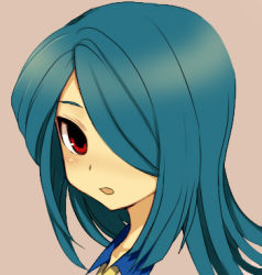 Rule 34 | 1boy, androgynous, blue hair, hair over one eye, inazuma eleven, inazuma eleven (series), kazemaru ichirouta, lowres, male focus, red eyes, solo, trap