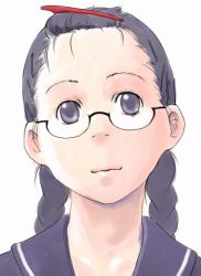 Rule 34 | glasses, hidari kagetora, original, school uniform, serafuku, simple background, tagme, twintails, white background