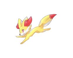 Rule 34 | ancesra, animal focus, creatures (company), fennekin, from side, full body, game freak, gen 6 pokemon, happy, jumping, nintendo, no humans, open mouth, pokemon, pokemon (creature), red eyes, simple background, smile, solo, transparent background