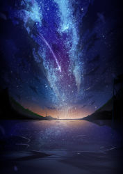Rule 34 | cloud, commentary request, gradient sky, highres, house, md5 mismatch, nagisa (cxcx5235), night, night sky, no humans, original, outdoors, reflection, resolution mismatch, scenery, shooting star, sky, source larger, star (sky), starry sky, water