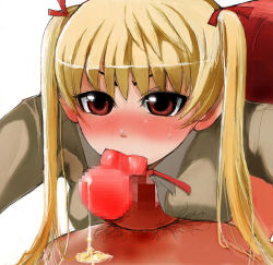 Rule 34 | 00s, 1girl, :p, blonde hair, breasts, censored, cum, erection, fellatio, hetero, large breasts, licking, looking at viewer, oral, paizuri, paizuri over clothes, penis, pov, sawachika eri, school rumble, solo focus, tongue, tongue out