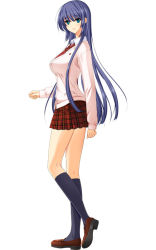 Rule 34 | 1girl, blue hair, gakuen taima, green eyes, iori mikoshiba, koizumi amane, long hair, mikoshiba iori, school uniform, simple background