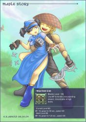 Rule 34 | 00s, china dress, chinese clothes, dress, fantasy, knife, maplestory, no nose, shuriken, smile, weapon