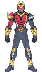 Rule 34 | 1boy, absurdres, agito (sword form), altering (agito), armor, asymmetrical armor, belt, bodysuit, compound eyes, full body, gold horns, helmet, highres, horns, kamen rider, kamen rider agito, kamen rider agito (series), looking at viewer, male focus, mask, pauldrons, red armor, red eyes, rider belt, shoulder armor, solo, standing, tokusatsu, zd19990214