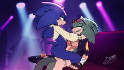 Rule 34 | 2boys, anal, animated, ass, ass juice, blue eyes, bottomless, clothes lift, fingerless gloves, furry, gloves, green eyes, jacket, leather, leather jacket, looking at another, male penetrated, multiple boys, open clothes, pectorals, penis, scar, scar on chest, scourge the hedgehog, sharp teeth, shirt lift, sonic (series), sonic the hedgehog, sunglasses on head, sweater, tagme, tail, teeth, toodamncycle, video, yaoi