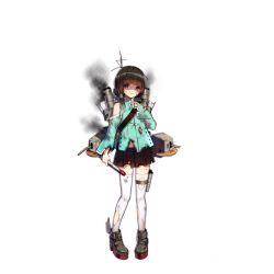 Rule 34 | 1girl, black hair, black skirt, brown eyes, capelet, damaged, flute, full body, hair tubes, instrument, looking at viewer, official art, sa (h28085), shaded face, skirt, solo, standing, thighhighs, torn clothes, torn thighhighs, transparent background, warship girls r, white thighhighs, ying swei (warship girls r), zettai ryouiki