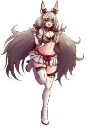 Rule 34 | 1girl, absurdres, animal ears, boots, breasts, cleavage, fang, female focus, gloves, high heel boots, high heels, highres, long hair, nia (blade) (xenoblade), nia (xenoblade), one eye closed, race queen, skirt, teeth, thigh boots, very long hair, will (willanator93), wink, xenoblade chronicles (series), xenoblade chronicles 2