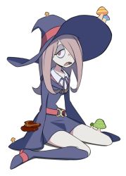 Rule 34 | 1girl, boots, hair over one eye, hat, highres, little witch academia, mushroom, runningpigeon73, sucy manbavaran, witch hat