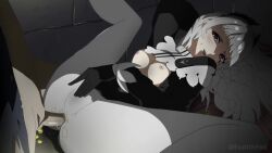 Rule 34 | 1boy, 1girl, anal, animated, arknights, arm behind head, black dress, black gloves, blush, breasts, breasts out, censored, dress, evalithfog, female masturbation, fingering, fingering through clothes, gloves, grey hair, head wings, hetero, highres, irene (arknights), long hair, long sleeves, looking at viewer, masturbation, md5 mismatch, medium breasts, mosaic censoring, nipples, open mouth, pantyhose, pink eyes, resolution mismatch, sex, solo focus, sound, source smaller, spread legs, sweat, tagme, tally, teeth, through clothes, torn clothes, torn pantyhose, twitter username, upper teeth only, video, white pantyhose, wings