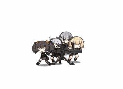 Rule 34 | &gt; &lt;, 0 0, 4girls, animated, animated gif, arms up, bgm-71 (girls&#039; frontline), bgm-71 tow, binoculars, blonde hair, chibi, crew-served weapon, double bun, fleeing, full body, girls&#039; frontline, gloves, grey hair, gun, hair bun, headband, headphones, man-portable anti-tank systems, missile launcher, multiple girls, official art, open mouth, panicking, ponytail, rifle, short hair, simple background, twintails, weapon, white background, yellow eyes