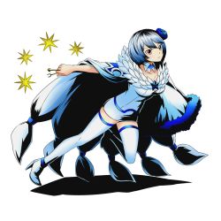 Rule 34 | 10s, 1girl, blue flower, boots, breasts, brown eyes, cape, choker, collarbone, divine gate, dress, fairy tail, flower, full body, hair flower, hair ornament, high heels, holding, key, medium breasts, official art, shadow, short hair, silver hair, solo, star (symbol), thigh boots, thighhighs, transparent background, ucmm, white dress, white footwear, yukino aguria