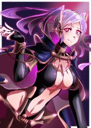 Rule 34 | 1girl, absurdres, breasts, cleavage, cleavage cutout, clothing cutout, corruption, dark persona, female focus, fire emblem, fire emblem awakening, fire emblem heroes, grima (fire emblem), highres, intelligent systems, jewelry, large breasts, looking at viewer, nintendo, possessed, possession, robin (female) (fire emblem), robin (fire emblem), solo, tagme, to (tototo tk), twintails, white hair, wide hips