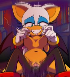 Rule 34 | 1boy, 1girl, bat (animal), blue eyes, breasts, covered erect nipples, furry, gloves, hecticarts, hedgehog, hetero, large breasts, nipples, nude, penis, pussy, rouge the bat, sex, shadow the hedgehog, solo focus, sonic (series), testicles, uncensored, vaginal