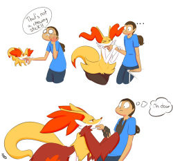 Rule 34 | &gt; &lt;, ..., 1boy, absurdres, all fours, animal ears, biting, black eyes, blue pants, blue shirt, blush, braixen, brown hair, closed eyes, creatures (company), delphox, diamond (shape), english text, fang, fennekin, finger in another&#039;s mouth, finger sucking, fox, fox ears, fox tail, full body, furry, game freak, gen 6 pokemon, half-closed eyes, hand on another&#039;s chest, highres, immortalstar, looking down, looking up, multiple girls, multiple views, navel, nintendo, pants, pokemon, pokemon (creature), pokemon xy, ponytail, red eyes, shirt, short sleeves, signature, simple background, tail, tears, teeth, text focus, white background