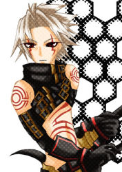 Rule 34 | .hack//, 1boy, bad anatomy, bandai, cyber connect 2, facial mark, hack, haseo, haseo (.hack//), honeycomb (pattern), honeycomb background, honeycomb pattern, lowres, male focus, poorly drawn, solo