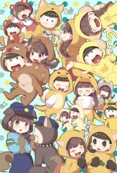 Rule 34 | 10s, 1boy, 1girl, :3, :d, ^ ^, alternate costume, animal costume, animal ears, animal hands, animal hood, antlers, arm at side, arm behind head, arm up, armband, back, bad id, bad pixiv id, banana, barefoot, bear costume, black hair, blue bow, blue hat, blue ribbon, blue shirt, blue skirt, blunt bangs, blush, boots, bow, braid, brown eyes, brown footwear, brown hair, carrying, carrying under arm, cat ears, cat hood, clenched hand, clenched hands, closed eyes, collar, cosplay, couple, creatures (company), deer ears, dog ears, dog tail, eyebrows, faceless, fake animal ears, flying sweatdrops, food, fox ears, fox tail, fruit, game freak, gen 1 pokemon, gloves, hair down, hair over shoulder, hand on another&#039;s cheek, hand on another&#039;s face, hat, heart, heart in mouth, heart tail duo, hetero, highres, holding hands, hood, hoodie, horns, hugging object, jewelry, jyushimatsu&#039;s girlfriend, kneeling, licking lips, long hair, long sleeves, looking at another, looking at viewer, looking back, looking up, marriage proposal, matching outfits, matsuno jyushimatsu, monkey ears, motion lines, mouse ears, multiple views, neck ribbon, nintendo, open mouth, osomatsu-kun, osomatsu-san, own hands clasped, own hands together, paw gloves, pencil skirt, piggyback, pikachu, pikachu (cosplay), pikachu tail, pillow, pillow hug, pokemon, pokemon tail, police, police hat, police uniform, policewoman, polka dot, polka dot background, print shirt, rabbit costume, rabbit ears, rabbit hood, rabbit tail, red skirt, reindeer antlers, reindeer costume, ribbon, ring, shibanashi miso, shirt, skirt, smile, spiked collar, spikes, squatting, standing, sweat, tail, tongue, tongue out, una, uniform, wavy mouth, white shirt, yellow eyes