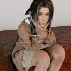 Rule 34 | 1girl, 3d, absurdres, aerith gainsborough, alternate costume, ashley swidowski, bag, blue ribbon, brown coat, brown hair, brown skirt, casual, coat, final fantasy, final fantasy vii, final fantasy vii remake, green eyes, hair ribbon, hands on own cheeks, hands on own face, highres, long sleeves, looking to the side, parted bangs, print shirt, ribbon, shirt, shoulder bag, sidelocks, silverelitist, skirt, solo, square enix, tile floor, tiles