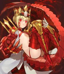 Rule 34 | 1girl, ahoge, aoten (aoiroarekore), bikini, blonde hair, braid, breasts, chalice, criss-cross halter, crown, cup, dragon claw, dragon tail, elbow gloves, facial mark, fate/grand order, fate (series), french braid, gloves, hair bun, hair intakes, hair ribbon, halterneck, highres, long hair, looking at viewer, nero claudius (fate), nero claudius (fate) (all), open clothes, pointy ears, queen draco (fate), queen draco (second ascension) (fate), red bikini, red eyes, red ribbon, ribbon, robe, scales, single glove, small breasts, solo, swimsuit, tail, white gloves, white robe