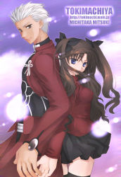 Rule 34 | 00s, 1boy, 1girl, archer (fate), bad anatomy, bad hands, dark skin, dark-skinned male, fate/stay night, fate (series), height difference, tall, thighhighs, tohsaka rin, turtleneck