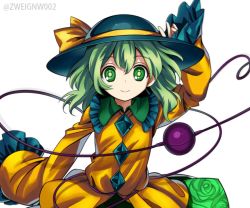 Rule 34 | 1girl, animated, animated gif, artist name, expressions, green eyes, green hair, hat, komeiji koishi, light bulb, looking at viewer, simple background, smile, tagme, third eye, touhou, white background