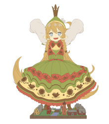 Rule 34 | &gt;:3, &gt;:d, 10s, 1girl, :3, :d, alternate hairstyle, arms up, bad id, bad pixiv id, blonde hair, blue eyes, blush, boots, braid, bridge, brown footwear, bus, charlotta (granblue fantasy), crown, dress, floral print, flower, full body, granblue fantasy, hair flower, hair ornament, hands in opposite sleeves, harvin, hat, head tilt, house, long hair, looking at viewer, miniature, motor vehicle, o (rakkasei), open mouth, pointy ears, road, simple background, sleeves past wrists, smile, solo, standing, tower, tree, twin braids, v-shaped eyebrows, very long hair, water, white background