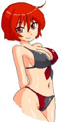 Rule 34 | 1girl, ass, breasts, camel (dansen), lowres, red eyes, red hair, short hair, smile, swimsuit