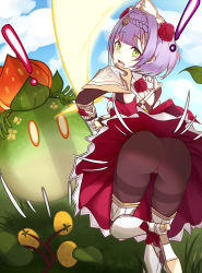 Rule 34 | !, 1girl, absurdres, armor, armored boots, armored dress, artist request, ass, blue sky, blunt bangs, blush, boots, breasts, cameltoe, claymore (sword), clothes lift, cloud, combat maid, dress, dress lift, embarrassed, flower, food, from behind, fruit, gauntlets, genshin impact, greatsword, greaves, green eyes, hair flower, hair ornament, headdress, high heels, highres, huge weapon, looking at viewer, looking back, maid, maid headdress, monster, noelle (genshin impact), open mouth, pantyhose, purple hair, rose, rose (flower), short hair, shoulder armor, sideboob, skirt, skirt lift, sky, slime (genshin impact), surprised, sword, thighband pantyhose, weapon, white headwear